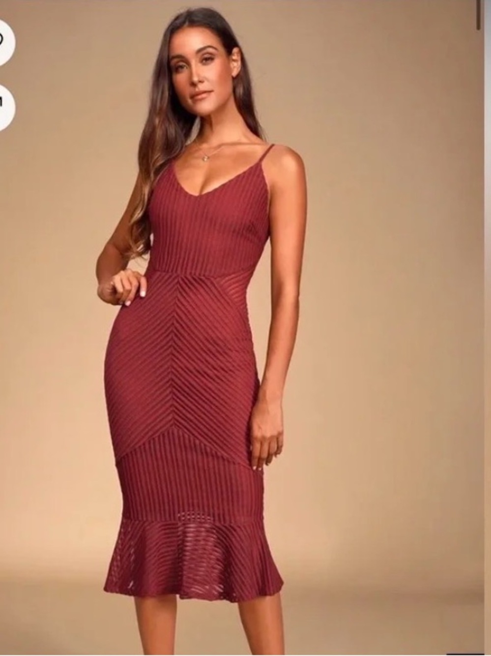 Lulu’s Your Year Burgundy Ribbed Bodycon Trumpet Midi Dress